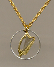 Irish Harp Coin Cutout Necklace