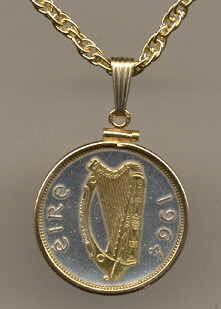 Irish Harp Coin Bezel Necklace