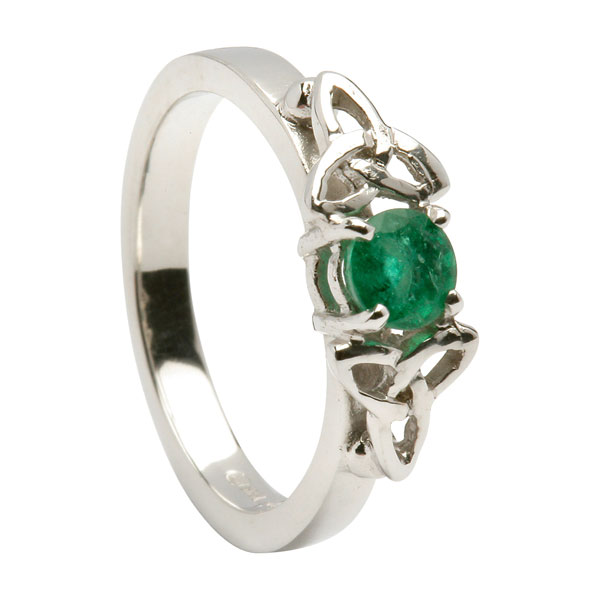 14K Two Tone Emerald Engagement Ring