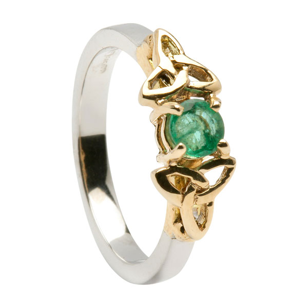 14K Emerald Engagement Ring Two Tone
