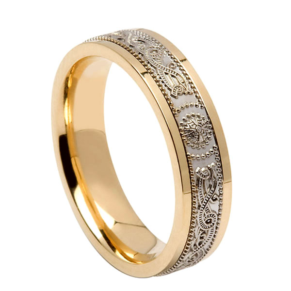 5 mm Celtic Warrior Irish Wedding Band Two Tone 5 mm Celtic Warrior Irish Wedding Band Two Tone