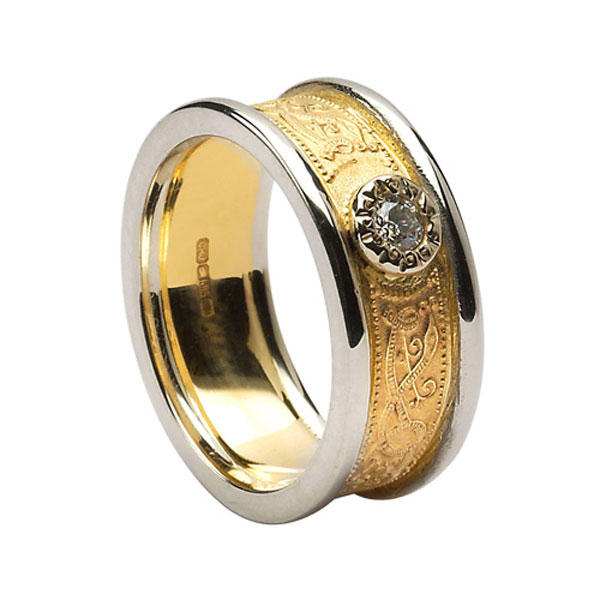 Celtic Warrior Wedding Band Two Tone with Diamonds Celtic Warrior Wedding Band Two Tone with Diamonds